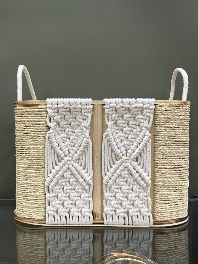 Panier de rangement macramé en bois