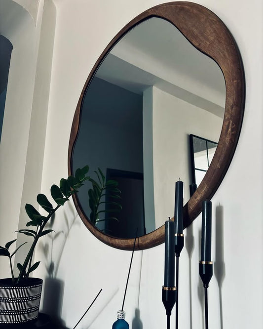 Miroir ronde en bois