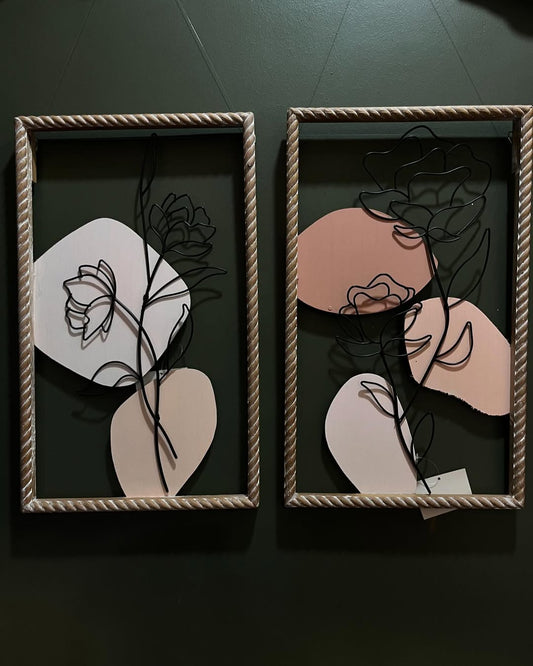 Tableau mural a fleur  2 pcs