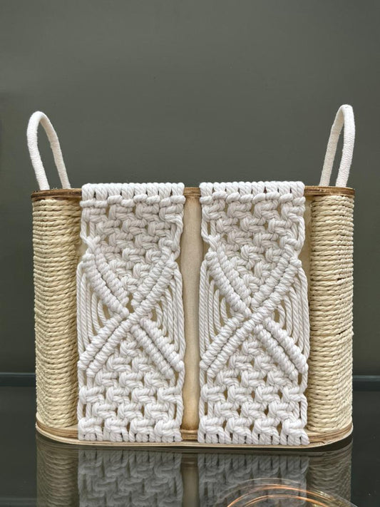 Panier de rangement macramé en bois